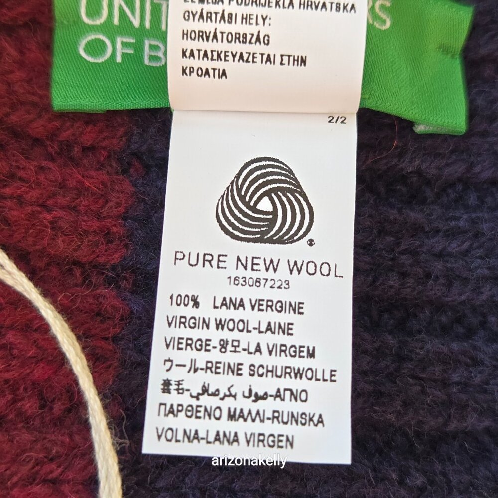 NWT Benetton Wool Stripe Colorblock Scarf Colorful - Picture 3 of 11